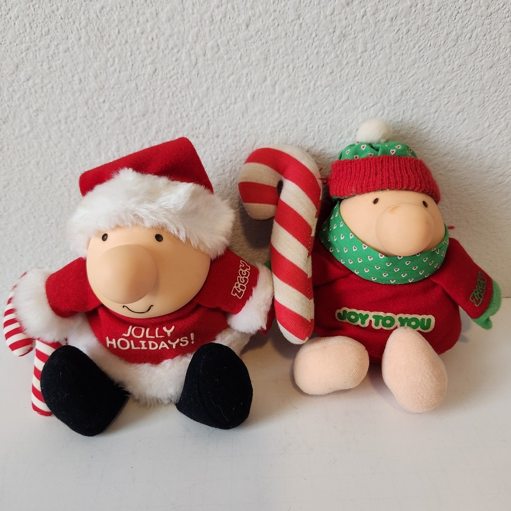 VTG 1980s ZIGGY Joy To You Jolly Christmas Plush Dolls‎ Lot Bundle Of 2